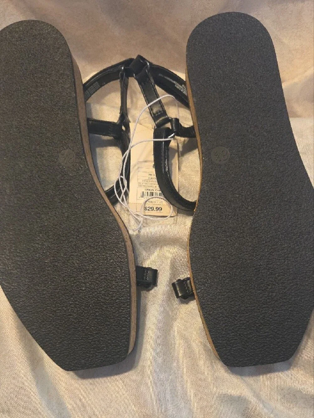 a new day Black Women's Minimal Strappy Square-Toe Sandals